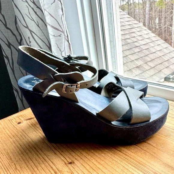 Kork Ease Bette Blue Wedge Strap Sandals 7 - Picture 2 of 8